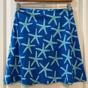 West Indies Costal Starfish Print Mini Skirt Size XS Nautical Tropical Beachy